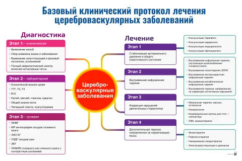 Базовый клинический протокол лечения цереброваскулярных заболеваний II — медицинский плакат